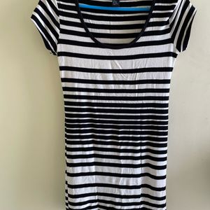 H&M Black And White Striped Bodycon