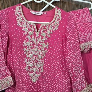 Biba Festive Kurta With Plazzo And Duppatta