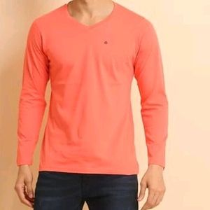 Man Solid Vneck Pink T-shirt