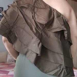 Brown One Side Off Shoulder Cape/Top