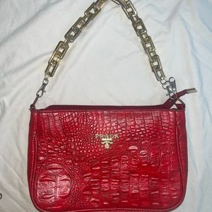 Prada Bag With Chunky Gold Chain