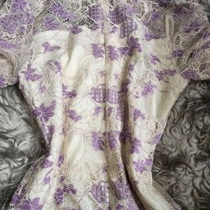 Purple And Cream Lace Cheongsam Dress