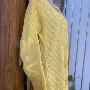 Yellow Chikankari Embroidered Kurta