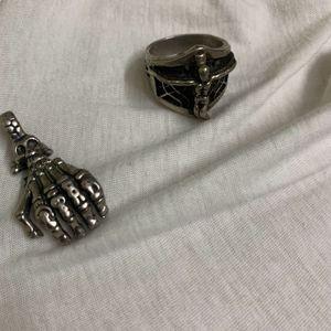 Ring + Pendant Gothic + Cross Sign Bracelet