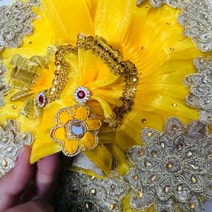 Laddu Gopal Fancy Dress Fabric Net Colour Yellow