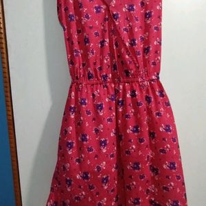 Red Printed Fir And Flare Dress From Moda Rapido