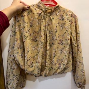 Nude Floral Blouse Top