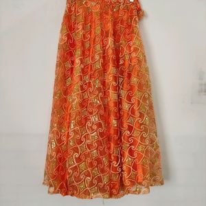 Orange Embroidered Lehenga Choli (Girl's)