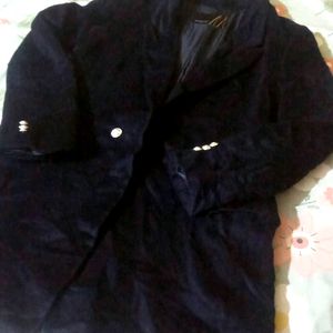 Navy Blue Velvet Blazer Coat