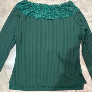 Dark Green Off Shoulder Top