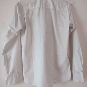 White Full Sleeves Cotton Shirt For Men, 40