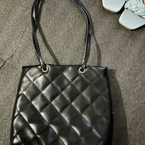 Y2k Rhombus Detailed Black Shoulder Bag