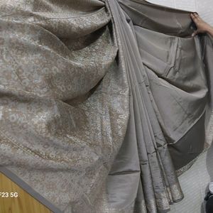 Beautiful Grey 🩶 Silk Saree Without Blouse