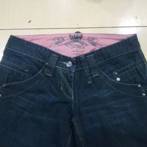 Surplus Navy Blue Cotton Bootcut Jeans for Woman