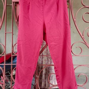 Trouser With Elasticated Waist And Fabric Belt