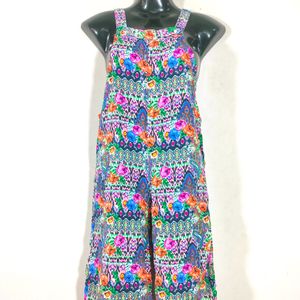 Multi Colour Floral Printed Dungrees (Girl's)