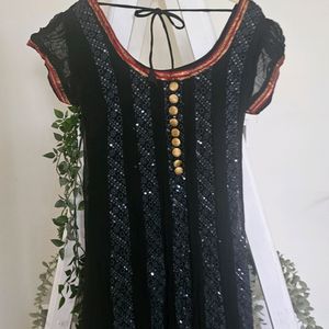 Neerus Black Sequence Kurta