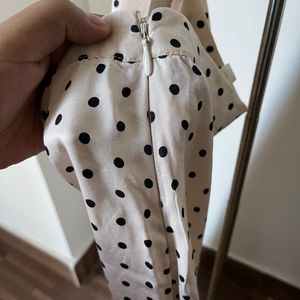 H&M Satin, Polka Dot Long Skirt With Slits