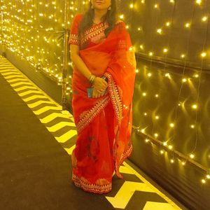 Red Organza Saree