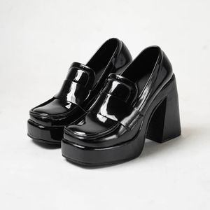 Black Chunky Fashion Oxford Style Shoe