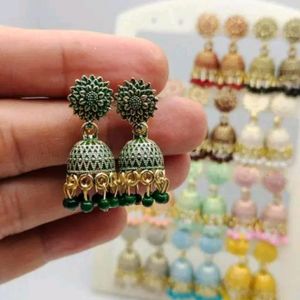 Jhumkhas Earrings Combo Set Of 12 Colours