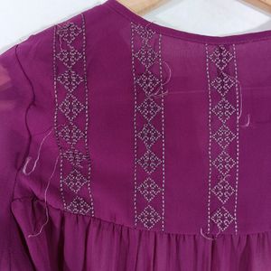 Purple Embroidered Casual Top (Women)