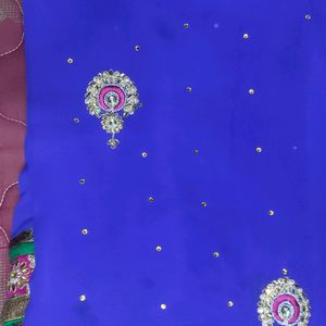 Beautiful Blue Colour Party wear Saree