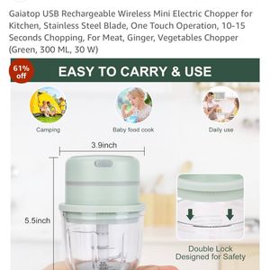 USB Rechargeable Wireless Mini Electric Chopper