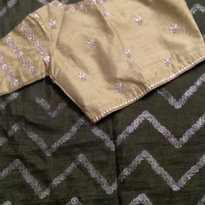 Olive Green Silk Saree