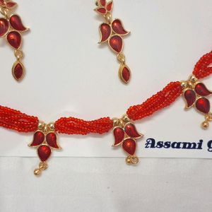 Desi Necklace 🦢✨ Aesthetic Red Colour Set