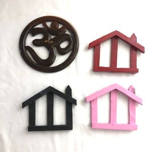 Multi Colour Wood Wall Decor Set