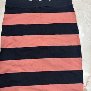 Pencil Skirt Black And Coral Horizontal Stripe