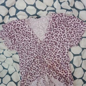 Purple Leopard Print Crop Top