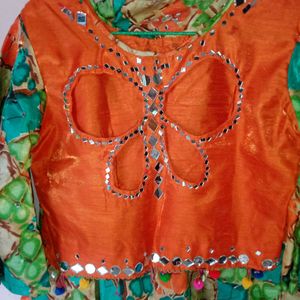 Butterfly Back Crop Top With Ethnnic Skir