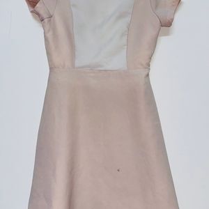 Elegant Pink Peach V Neck Knee Length Dress