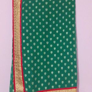 Polyester saree with stitched blouse