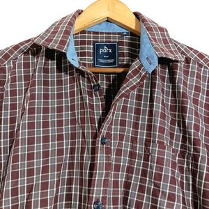 Parx Maroon Checks Shirt (Men)