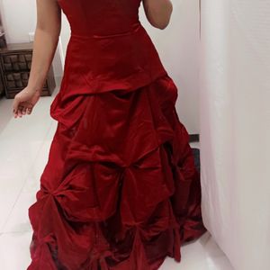 Mahroon Flared Princess Gown