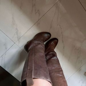 Leather Boots Knee Length Size 37