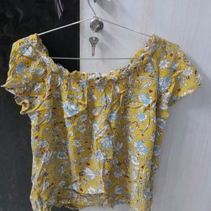 Yellow floral Half Shoulder top