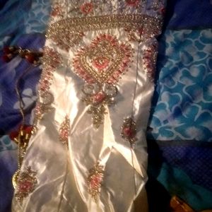 Golden Banarasi Lahenga With Blouse And Dupatta