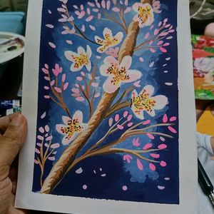 Aesthetic Floral Painting On A5 Sheet