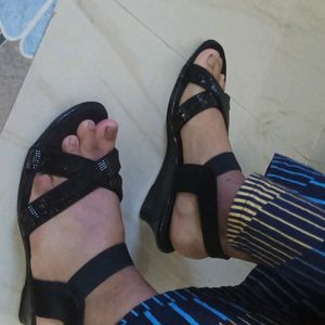 Black Wedge Sandle