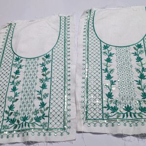 Combo Of 2 Neck Embroidery Patches White RamaGreen