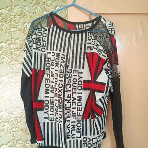 Top With Stone In It Red Black Nd White Colour