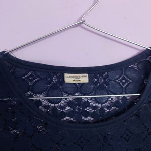 Navy Net Charm- Full Sleeve Top