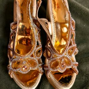 👠BRIDAL GOLDEN  Sandals AMAZING STONED NEW❗💛