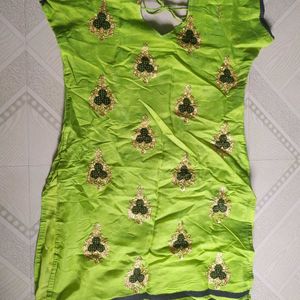 Green Silk Cotton Chudidar Top