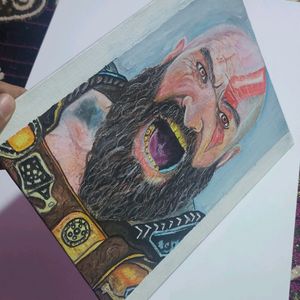 god of war kratos cenves painting Highly Detailed