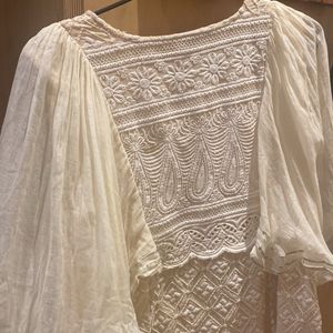 White Chikan kari Work Kurti